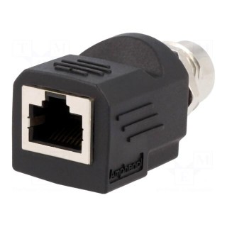 Adapter | RJ45 socket,M12 female | D code-Ethernet | PIN: 4 | Cat: 5e