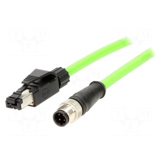 Adapter | M12 male,RJ45 plug | D code-Ethernet | PIN: 4 | IP67 | Cat: 5e