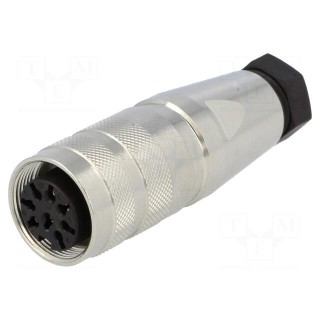 Connector: M16 | plug | female | soldering | for cable | PIN: 8 | 3A | 300V
