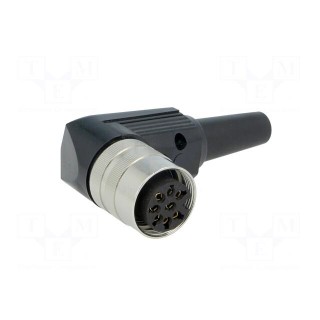 Connector: M16 | plug | female | soldering | for cable | PIN: 8 | 5A | 60V