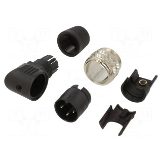 Connector: M16 | plug | male | soldering | for cable | PIN: 3 | 7A | 150V