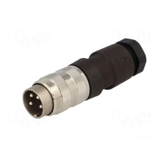 Connector: M16 | plug | male | soldering | for cable | PIN: 4 | 5A | 300V