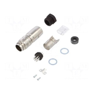 Connector: M16 | plug | male | soldering | for cable | PIN: 8 | 3A | 100V
