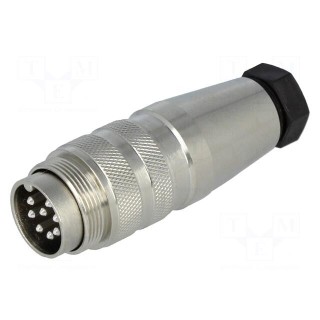 Connector: M16 | plug | male | soldering | for cable | PIN: 8 | 3A | 300V