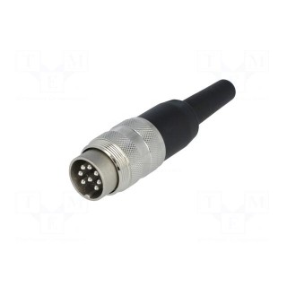 Connector: M16 | plug | male | soldering | for cable | PIN: 8 | 5A | 100V