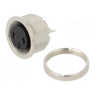 Connector: M16 | socket | female | soldering | PIN: 2 | 7A | 150V | straight