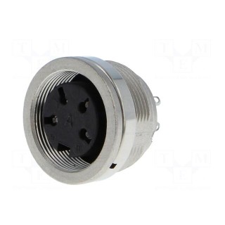 Connector: M16 | socket | female | soldering | PIN: 4 | 5A | 300V | 0.5mm2