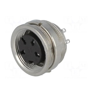Connector: M16 | socket | female | soldering | PIN: 4 | 5A | 300V | IP40