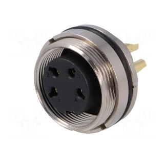Connector: M16 | socket | female | soldering | PIN: 4 | 7A | 250V | straight