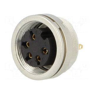 Connector: M16 | socket | female | soldering | PIN: 5 | 5A | 250V | IP40