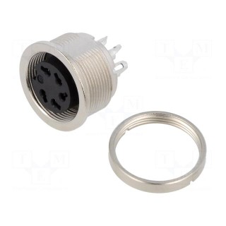 Connector: M16 | socket | female | soldering | PIN: 5 | 6A | 150V | straight