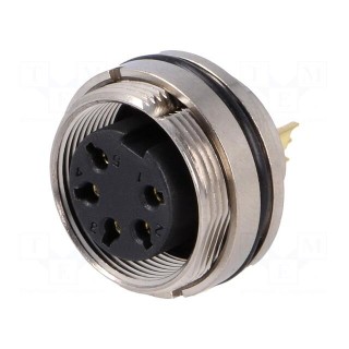 Connector: M16 | socket | female | soldering | PIN: 5 | 6A | 250V | straight