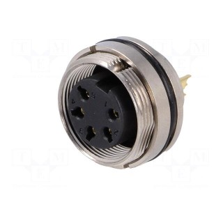 Connector: M16 | socket | female | soldering | PIN: 5 | 6A | 250V | straight
