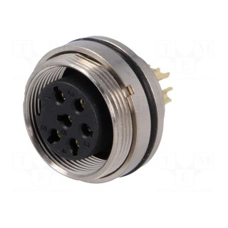 Connector: M16 | socket | female | soldering | PIN: 6 | 5A | 125V | straight