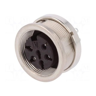 Connector: M16 | socket | female | soldering | PIN: 6 | 5A | 300V | 0.5mm2