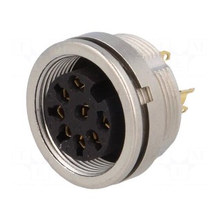 Connector: M16 | socket | female | soldering | PIN: 8 | 5A | 60V | IP68