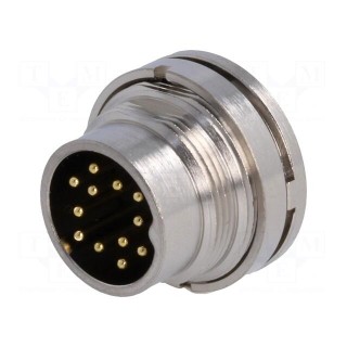 Connector: M16 | socket | male | soldering | PIN: 12 | 3A | 60V | straight