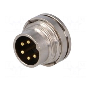 Connector: M16 | socket | male | soldering | PIN: 5 | 6A | 250V | straight
