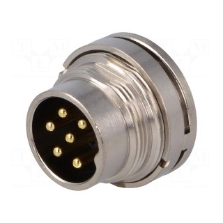 Connector: M16 | socket | male | soldering | PIN: 6 | 5A | 125V | straight