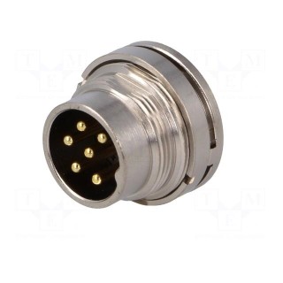 Connector: M16 | socket | male | soldering | PIN: 6 | 5A | 125V | straight