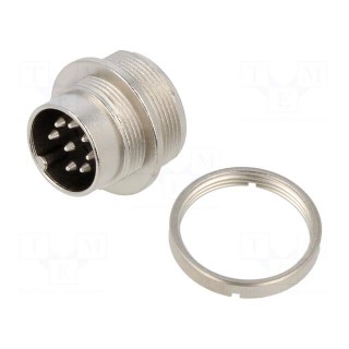 Connector: M16 | socket | male | soldering | PIN: 8 | 5A | 32V | straight