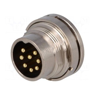 Connector: M16 | socket | male | soldering | PIN: 8 | 5A | 60V | straight