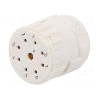 Connector: M23 | contact insert | PIN: 9(1+8) | female | soldering