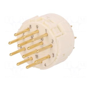 Connector: M23 | contact insert | PIN: 12 | male | soldering | 200V | 8A