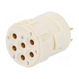 Connector: M23 | PIN: 6 | female | soldering | 300V | 20A | Series: Han M23