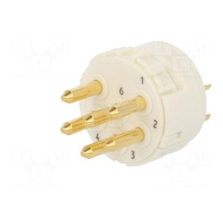 Connector: M23 | contact insert | PIN: 6 | male | soldering | 300V | 20A