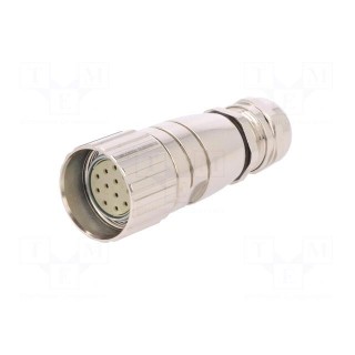 Connector: M23 | plug | PIN: 12 | female | soldering | for cable | 8A | IP67