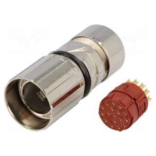 Connector: M23 | plug | PIN: 17 | female | soldering | for cable | 7A | IP68