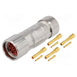 Connector: M23 | plug | PIN: 8(4+4) | female | crimped | for cable | IP68