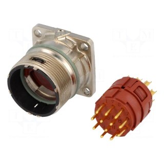 Connector: M23 | socket | PIN: 12 | male | soldering | straight | 7A | IP68