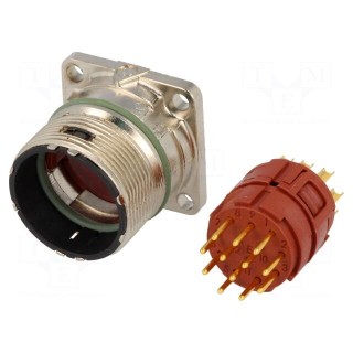 Connector: M23 | socket | PIN: 12 | male | soldering | straight | 7A | IP68