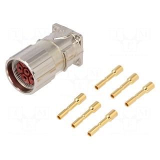 Connector: M23 | socket | PIN: 6 | female | crimped | straight | 25A | IP68