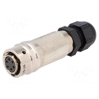 Connector: circular | PT | plug | female | PIN: 6 | with cable gland