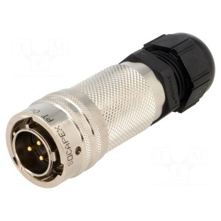 Connector: circular | PT | plug | male | PIN: 3 | with cable gland | 13A
