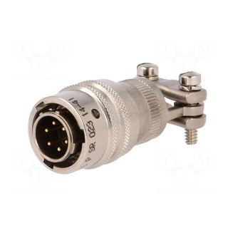 Connector: circular | PT | plug | male | PIN: 6 | with cable clamp | 7.5A