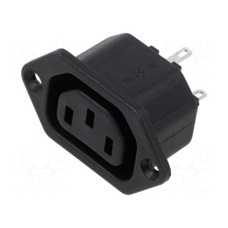 Connector: AC supply | socket | female | C13 (F) | 6.3mm connectors