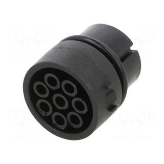 Connector: circular | contact insert | female | PIN: 8 | w/o contacts