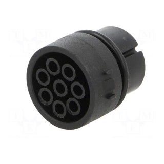 Connector: circular | contact insert | female | PIN: 8 | w/o contacts