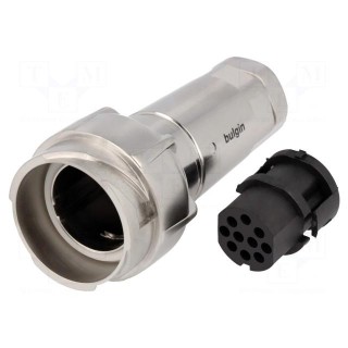 Connector: circular | plug | female | PIN: 10 | w/o contacts | for cable