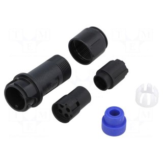 Connector: circular | plug | female | PIN: 4 | w/o contacts | for cable