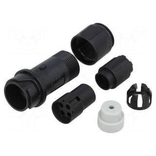 Connector: circular | plug | female | PIN: 4 | w/o contacts | for cable