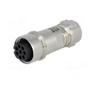 Connector: circular | plug | female | PIN: 8 | w/o contacts | for cable