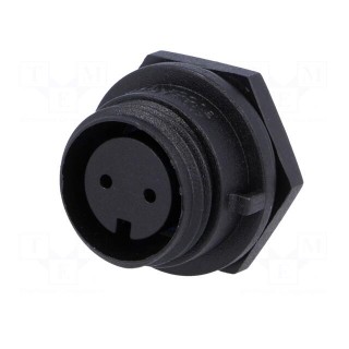 Connector: circular | socket | female | PIN: 2 | w/o contacts | IP68