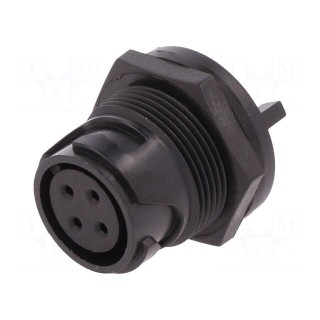 Connector: circular | socket | female | PIN: 4 | w/o contacts | UL94V-0