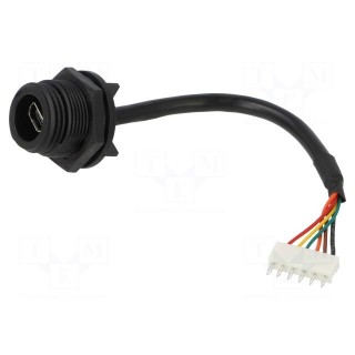 Connector: USB AB mini | socket | PIN: 6 | threaded joint | IP68