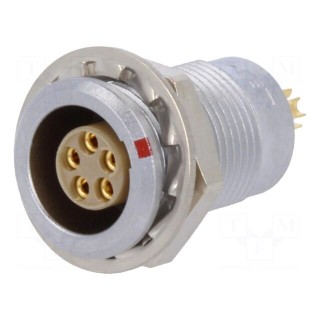 Connector: circular | Series: 0B | socket | female | soldering | PIN: 5